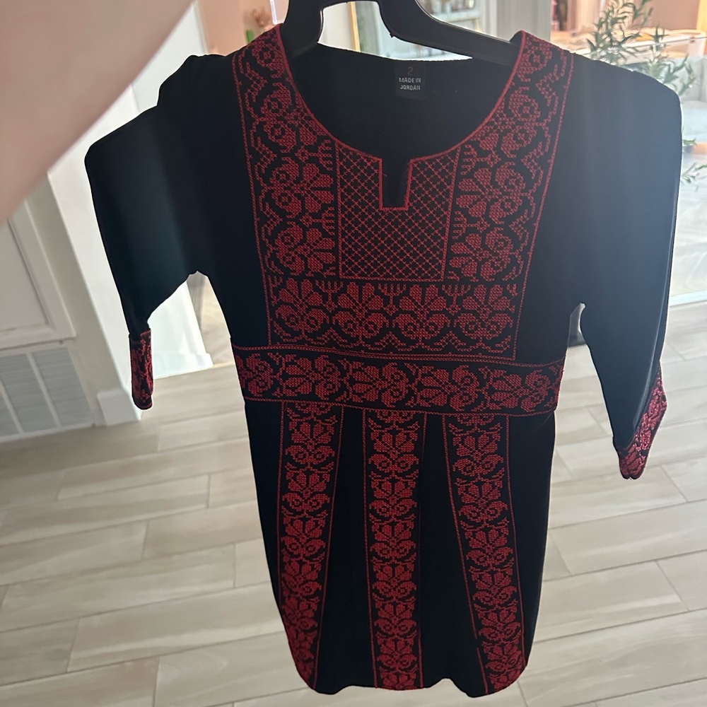 Red and black dress